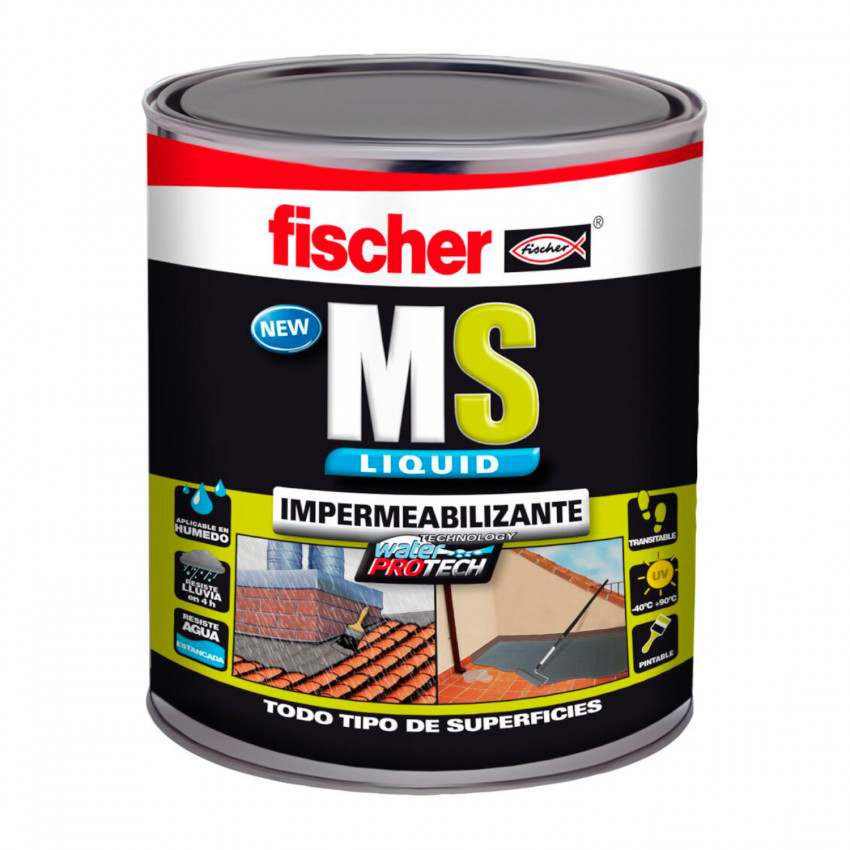 Waterproofing MS Vloeibaar 1Kg Dakpan Bruin FISCHER 534616