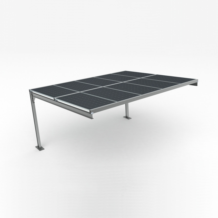 Parkeeroverkapping Structuur voor Zonnepanelen Grondmontage Witte Kleur
