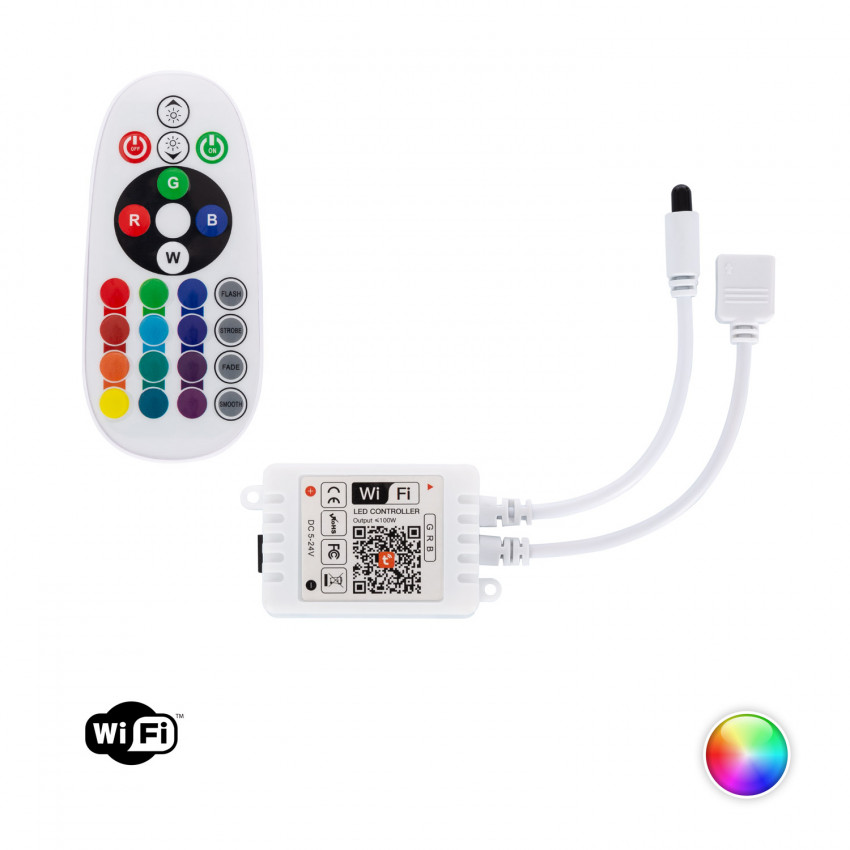 Controller Regelaar WiFi LED Strip RGB 12/24V met IR Afstandsbediening