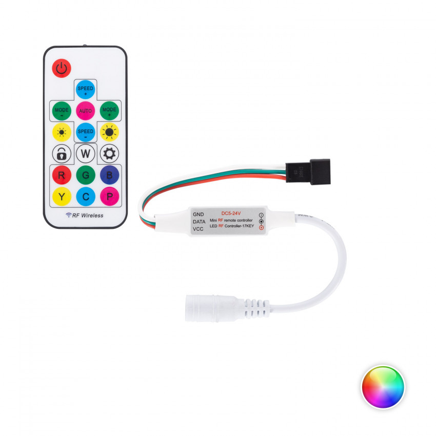 Controller Regelaar Mini LED Strip RGB Digital SPI 5-24V DC met RF Afstandsbediening 