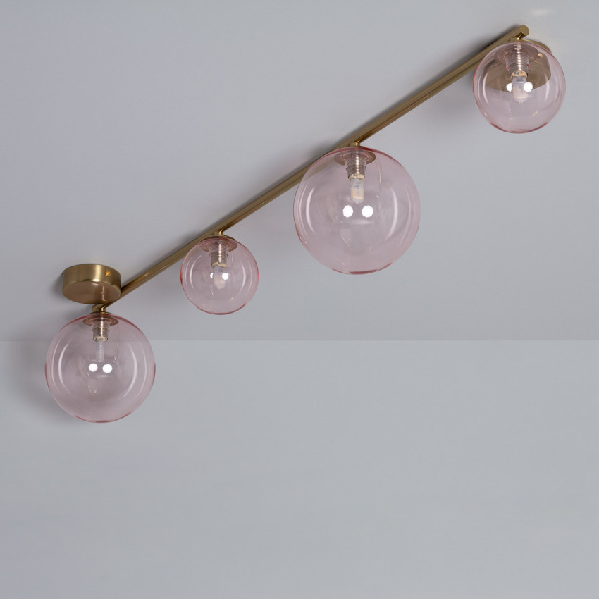 Hanglamp Metaal en Glas Moonlight Brass 4spots