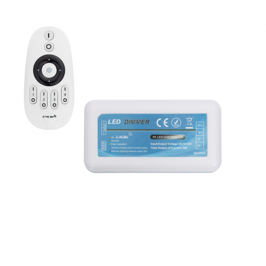 Controller Monocolor 12/24V DCmet 4 Zone met RF afstandsbediening