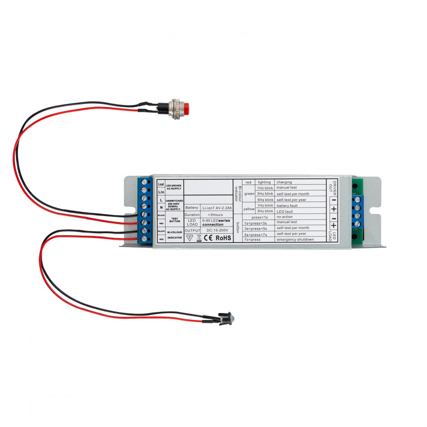 Noodpakket voor niet-permanente LED-armaturen met Autotest-knop