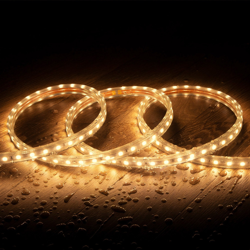 LED Strip Dimbaar 220V AC met 100 LED/m Super Warm Wit IP67 Aangepaste breedte 14 mm Knipbaar om de 25 cm