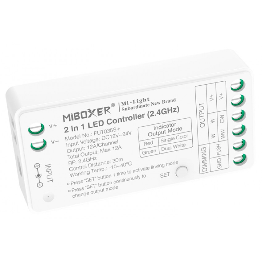Controlador Regulador LED CCT 12/24V DC MiBoxer FUT035S+
