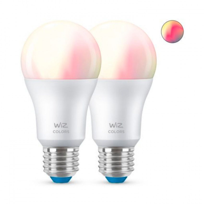 Pack 2st  Slimme LED Lampen E27 4.9W 806 lm A60 WiFi + Bluetooth Dimbaar RGB+CCT WIZ