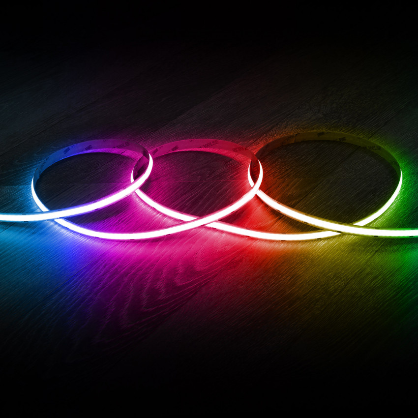 LED Strip RGB COB 24V DC 256 LED/m 5m IP20 CRI90 Breedte 10mm in te korten om de 3cm
