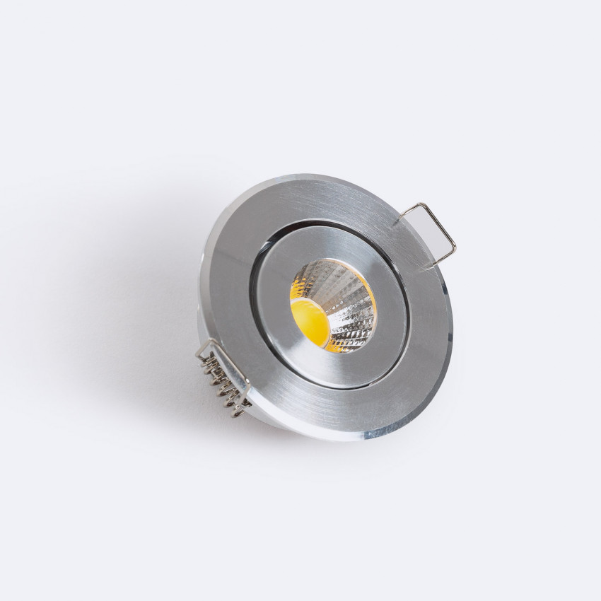  Downlight LED 1W COB Richtbaar Rond Zilver  Zaagmaat Ø 45 mm