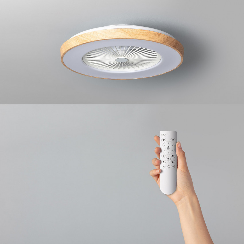 Plafondventilator LED Dhalia Hout 58cm Motor DC
