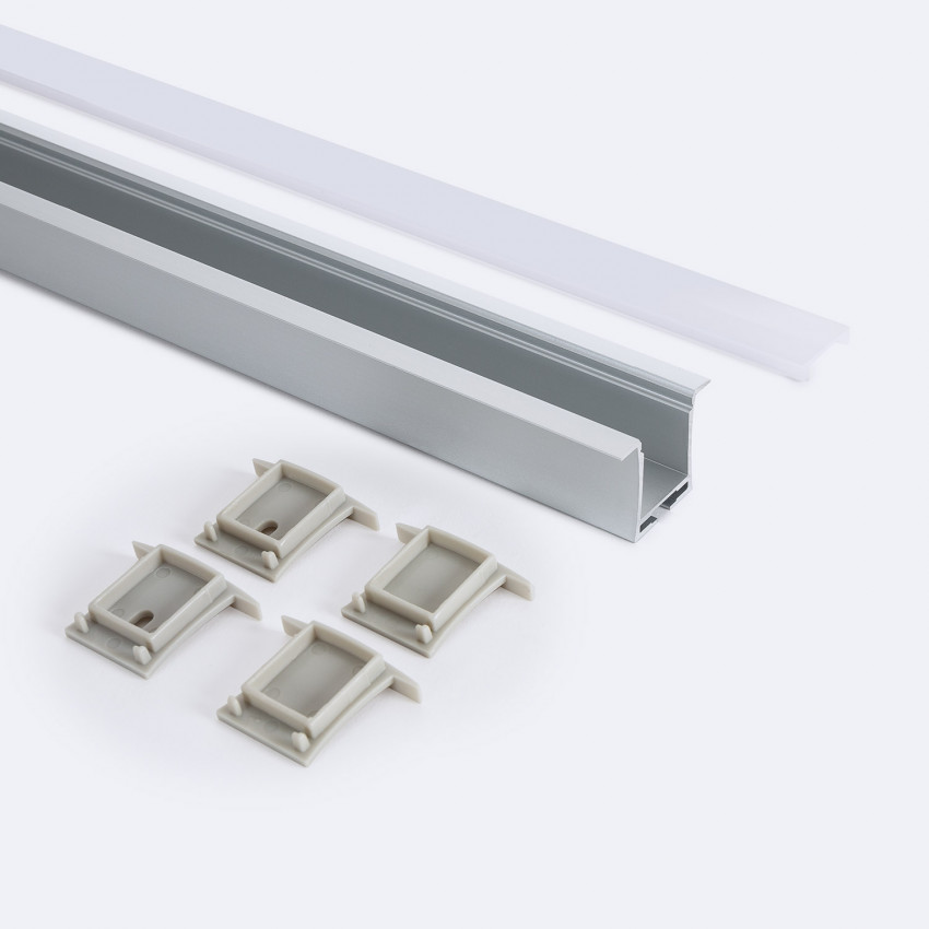 Inbouw Aluminium Profiel 2m met doorlopende Cover voor LED Strips tot 19mm