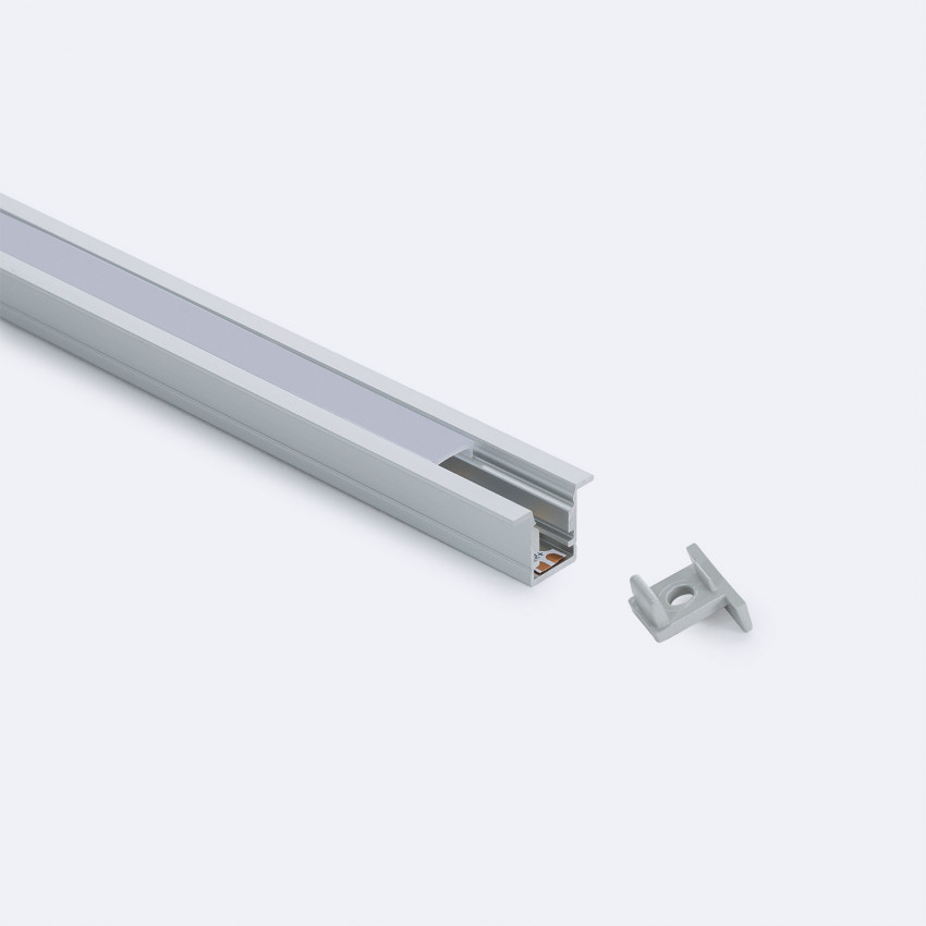 Inbouw Profiel Aluminium 2M met doorlopende Cover voor LED Strips tot 6mm