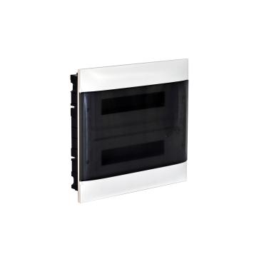 Inbouwdoos Practibox S voor Geprefabriceerde Scheidingswanden Transparante Deur 2x12 Modules LEGRAND 135072 Wit