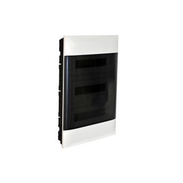 Practibox S Inbouwdoos voor Conventionele Scheidingswanden Transparante Deur 3x18 Modules LEGRAND 137058 Wit