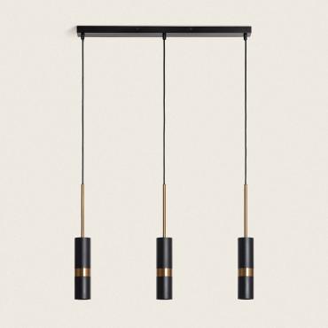 Hanglamp Metaal Lumen 3 Spots Zwart