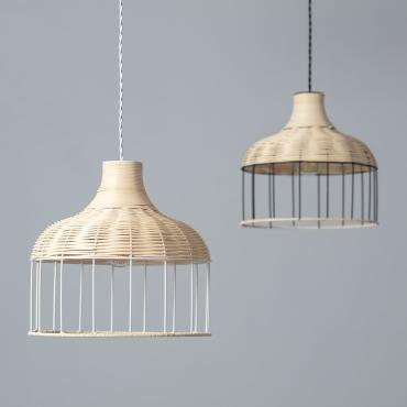Hanglamp rotan Sliema  en metaal Wit