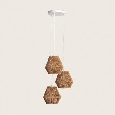 Hanglamp Gevlochten Papier 3 Spots Trilla Natuurlijk