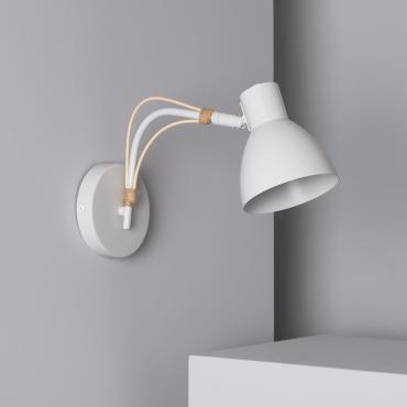 Wandlamp van Hout en Metaal Cubal Wit