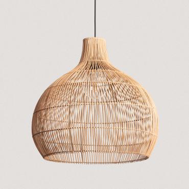 Hanglamp van Rotan Kaikura-L ILUZZIA Zwart Textiel