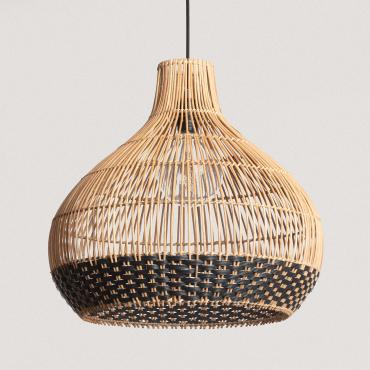 Hanglamp van Rotan  Amari ILUZZIA Natuurlijk / Zwart