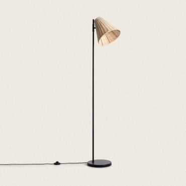 Staande lamp van Metaal en Rotan Cesto Zwart