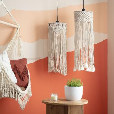 Hanglamp van Katoen Macramé  Hupa Gebroken Wit