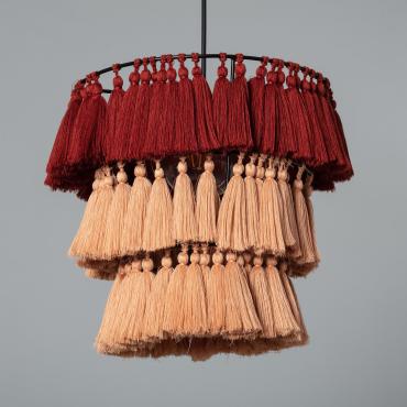 Hanglamp Metaal met Franjes Nahua Terracotta