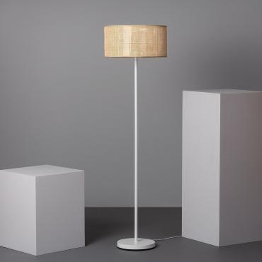 Staande lamp van Rotan en Metaal Baracoa Wit