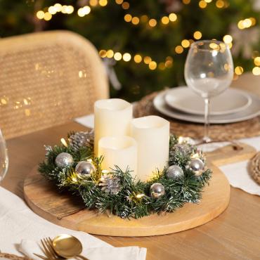 LED Kerstkrans Karuna Zilver op Batterijen Zilver