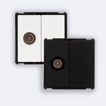 Wandcontactdoos TV Male + Blinde Deksel  Modern Zwart