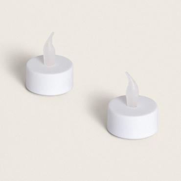 Pack 2st Mini LED Kaars op Batterijen Viseg Wit