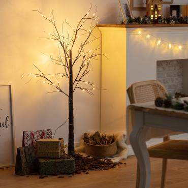 Kerstboom 64 LED 150 cm Warm Wit Donkerbruin