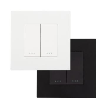 Dubbele drukknopschakelaar met Frame PC Modern Zwart