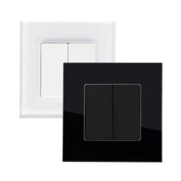 Moderne Dubbele Jaloezien Module met Glazen Frame Zwart