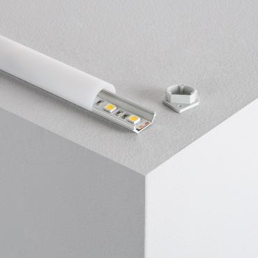 Aluminium hoekprofiel 1m met cirkelvormige cover voor LED strips tot 10 mm Doorzichtige Cover
