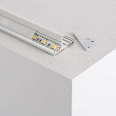 Aluminium profiel voor traptreden dubbele verlichting 1m voor twee LED strips tot 10 mm Doorzichtige Cover
