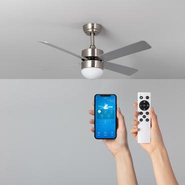 Stille Plafondventilator Cygnus Nikkel 107cm Motor DC WiFi Zilver