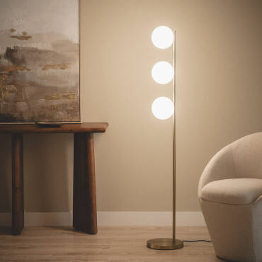 Lampa Podłogowa z Metalu i Szkła Moonlight Brass 3-pkt.