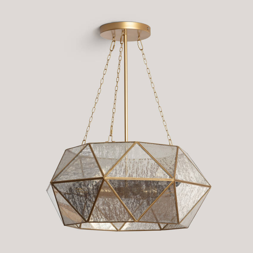 Octagon Metal & Glass Pendant Lamp 
