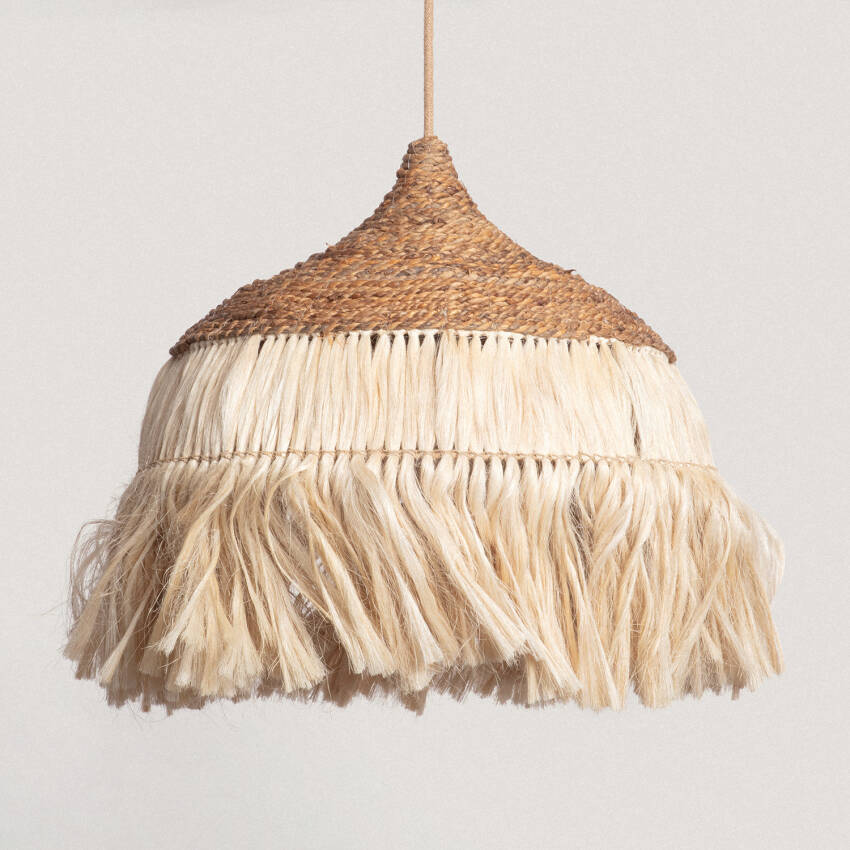 Kempo Wari Rattan & Ramie Pendant Lamp ILUZZIA 
