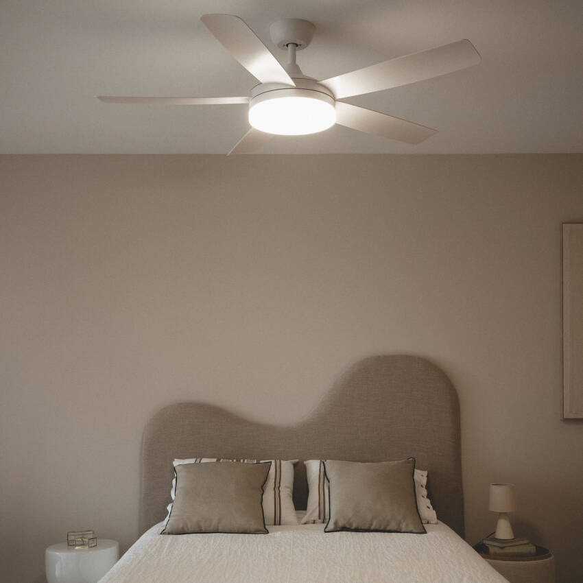 Patroclo Silent Ceiling Fan with DC Motor in White 132cm 