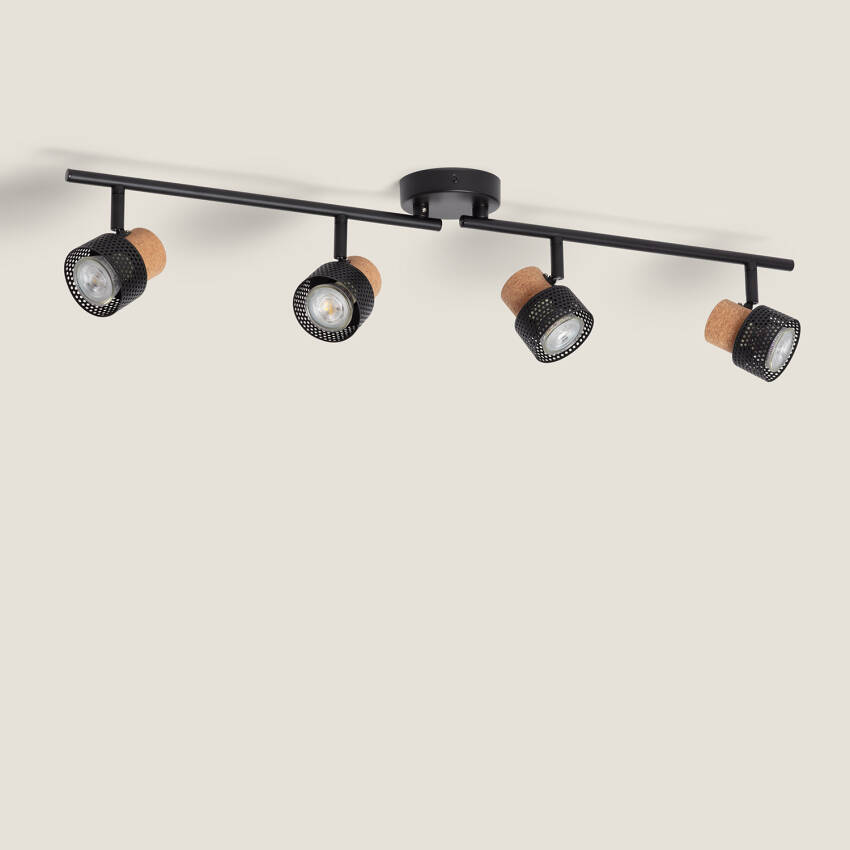 Liksy 4 Spotlight Metal & Cork Ceiling Lamp 