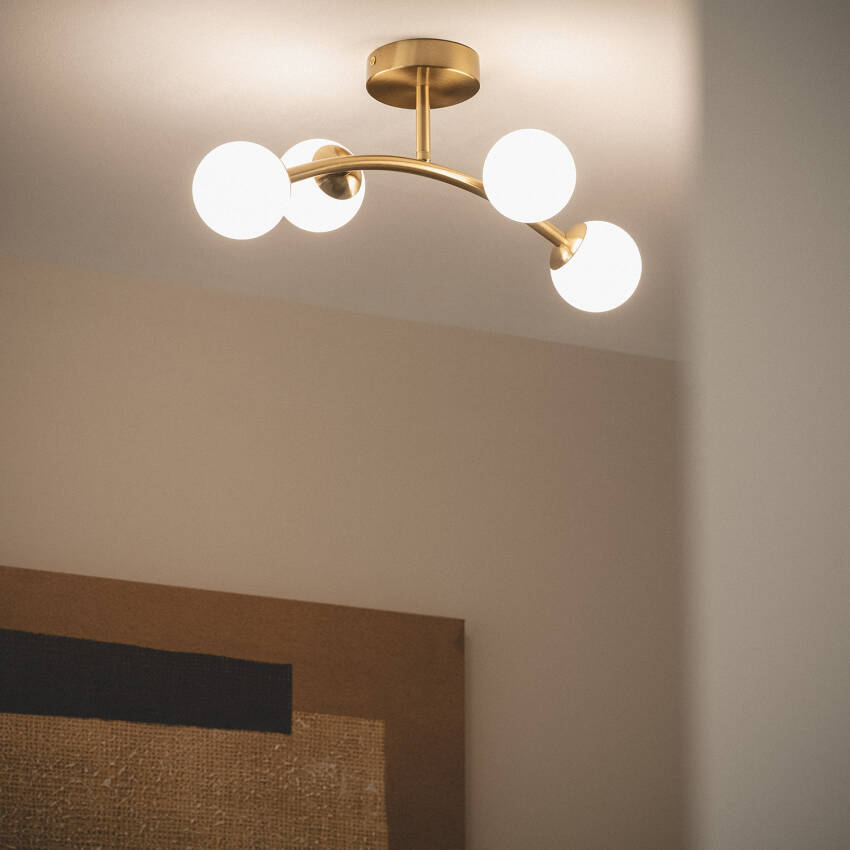 Moonlight Ovo 4 Spotlight Metal & Glass Ceiling Lamp 