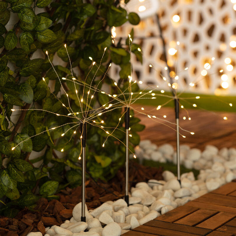 Set of 3 Dandelion Outdoor Solar LED Spotlight Spikes