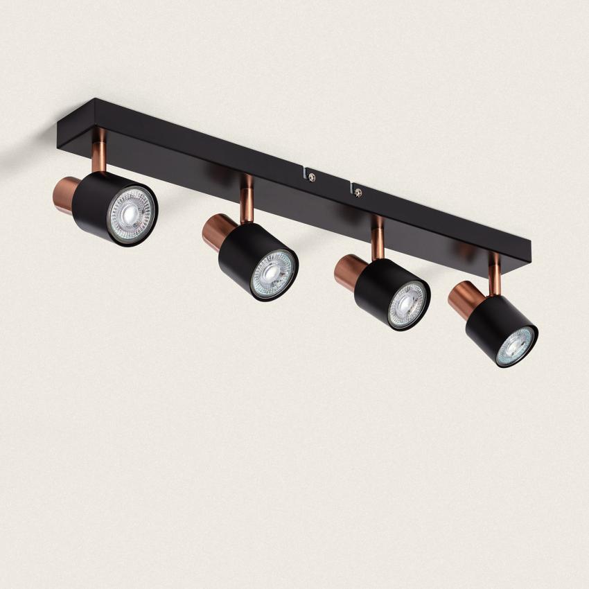 Albus Black Rose Large 4 Spotlight Metal Directional Ceiling Lamp 