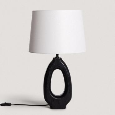 Darshan Wooden Table Lamp in Black ILUZZIA 