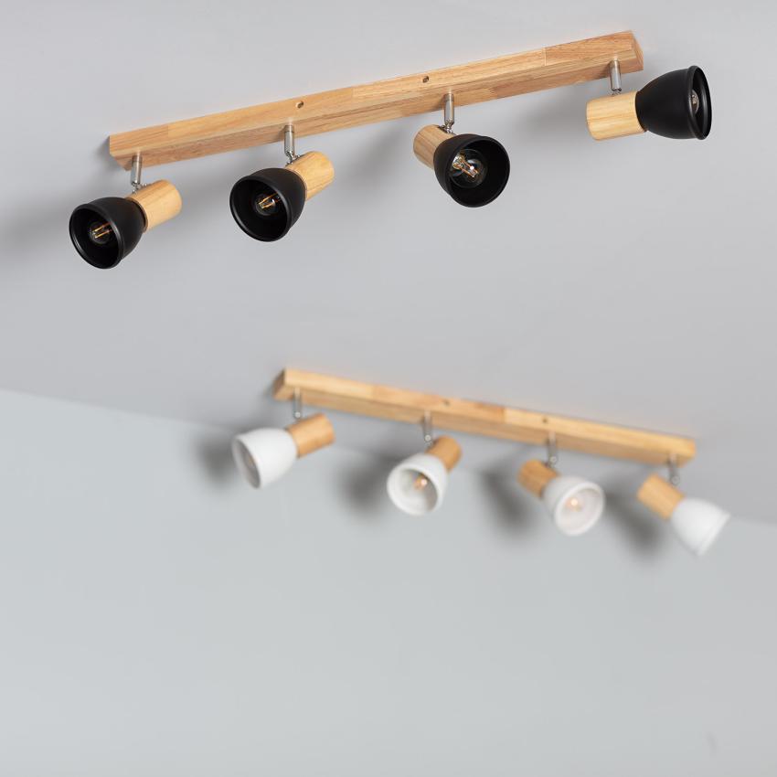 Tautau 4 Spotlight Wood & Metal Ceiling Lamp 